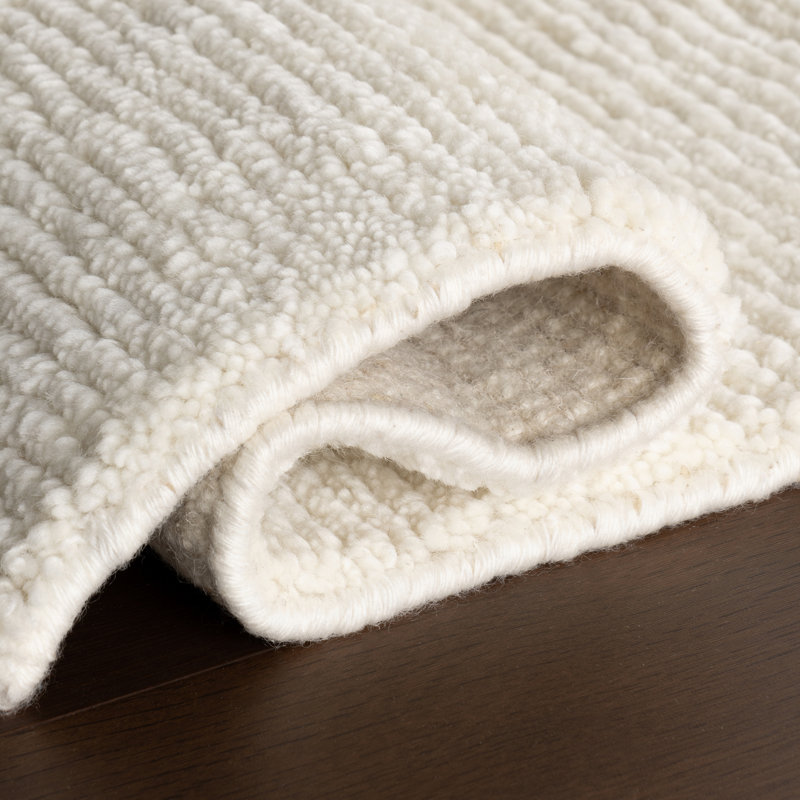 Ramsey Ivory Hand Knotted Wool Rug, Rectangle 2' x 3'