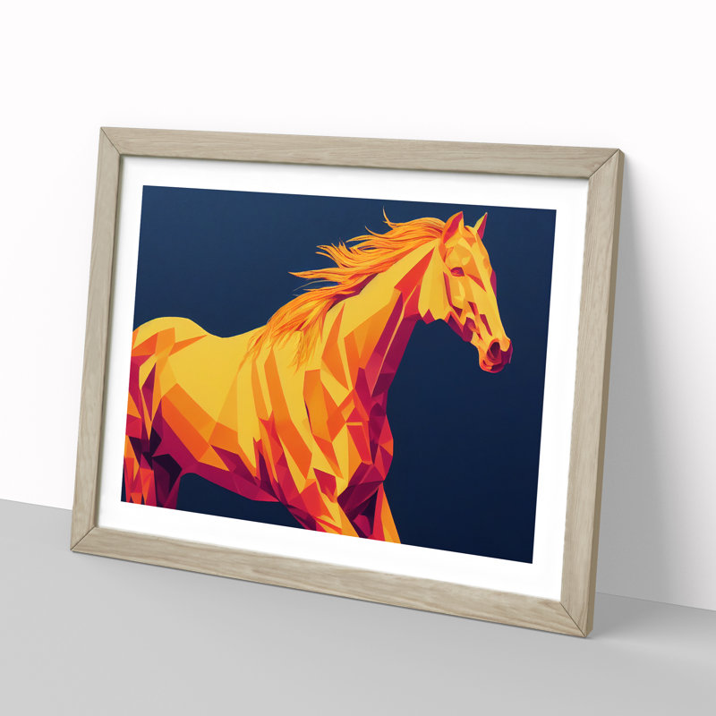 Delicious Horse Abstract - Single Picture Frame Print, 46cm H x 64cm W x 2cm D, Oak