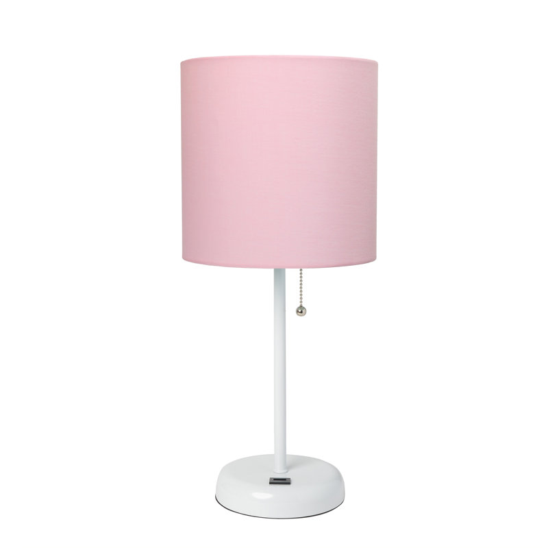 Delp Metal USB Table Lamp, Pink, White, No