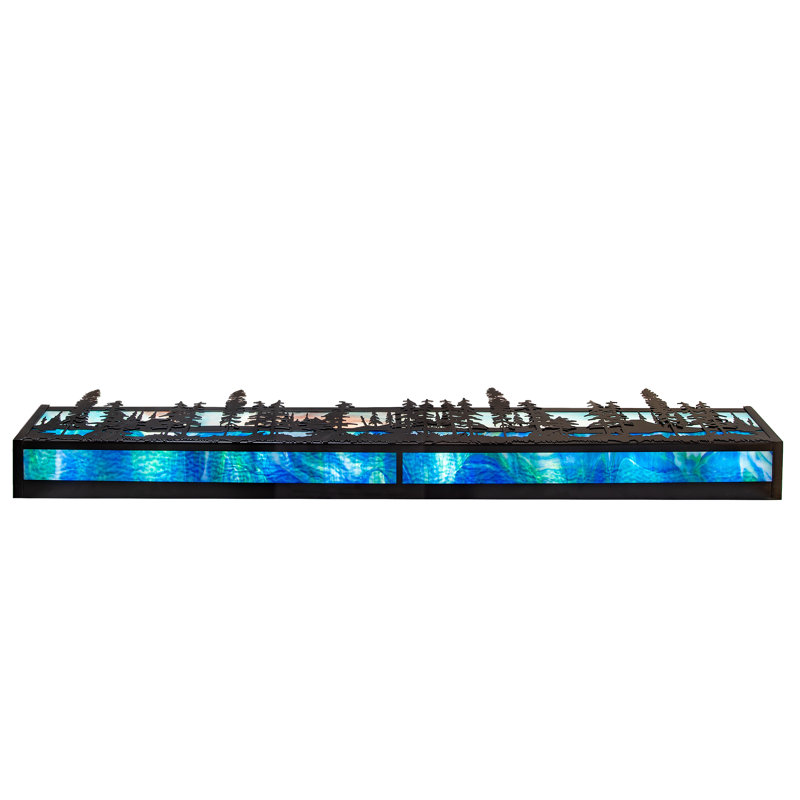 Rustic Lodge 4 - Light Bath Bar, 7" H x 36" W x 7" D, Blue/Green/Purple, Timeless Bronze