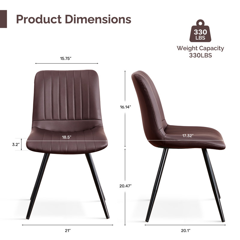 Chaise rembourrée en similicuir, Brun