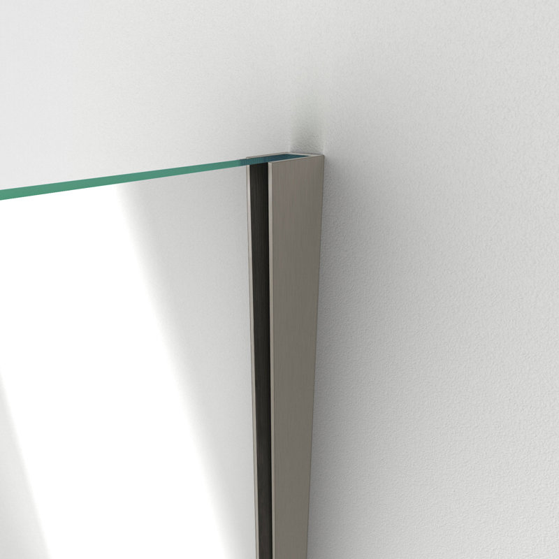 Unidoor Plus 46" W x 72" H Pivot Frameless Shower Door with ClearMax™ Technology, Brushed Nickel, Clear Glass