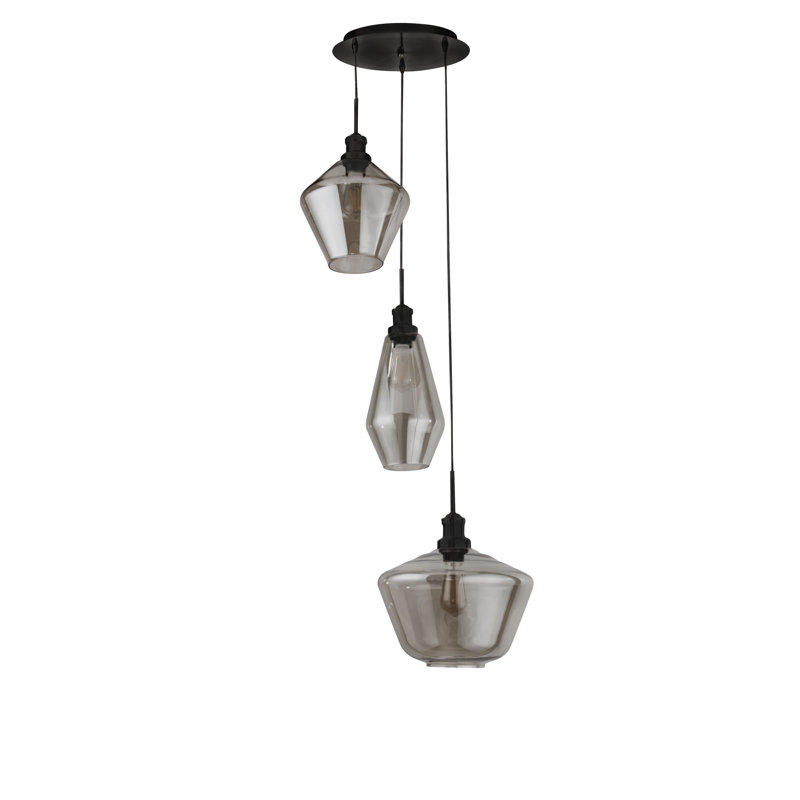 Colette 3-Light Cluster Chandelier, Black