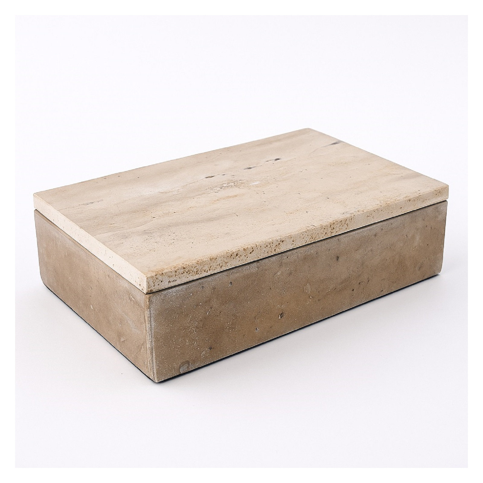 Travertine Rectangle Box Large Cream