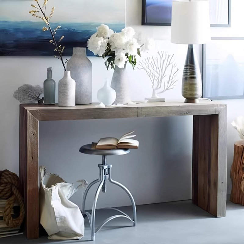 Table de véranda moderne et simple en bois massif