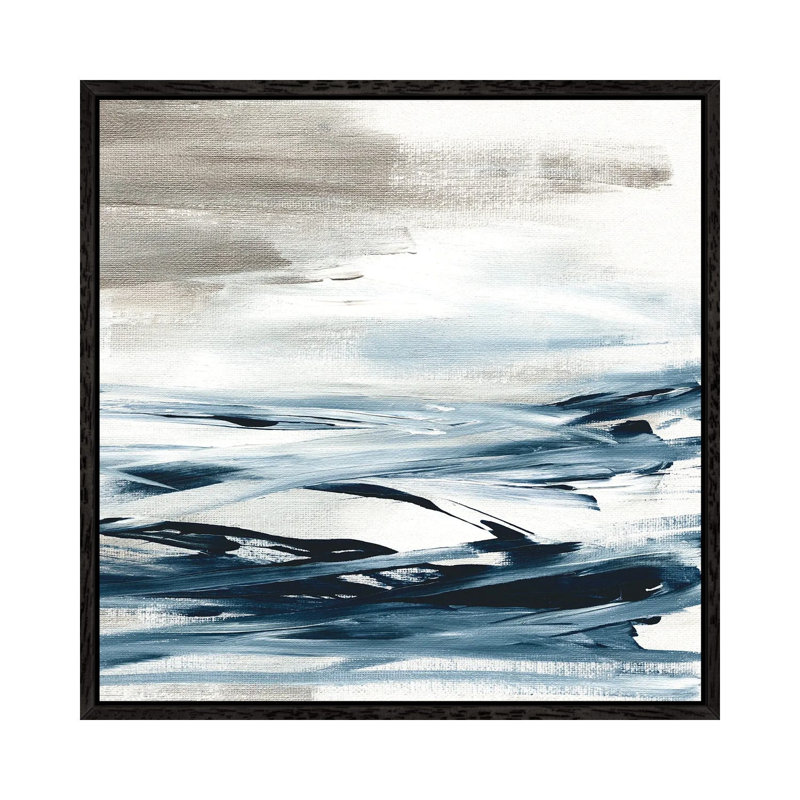 Tumultuous Indigo II by Susan Jill - Painting on Canvas, 45.72cm H x 45.72cm W x 3.81cm D, Black Floater Framed