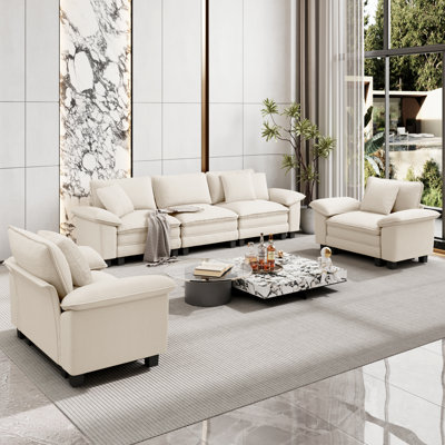 Ensemble de canapé modulaire rembourré 3 pièces, ensemble de canapé surdimensionné avec canapé et fauteuils