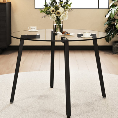 Table ronde moderne en verre trempé transparent de style simple
