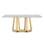 Table de salle à manger en marbre pour 6 personnes, table de salle à manger rectangulaire en faux marbre 70 po avec base en acier inoxydable à finition miroir, table de cuisine moderne en marbre de grande taille (table seulement)-633281294-633281297