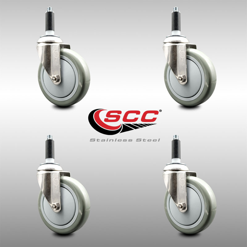 Roulettes pivotantes, gris, H 5 po x l 5 po