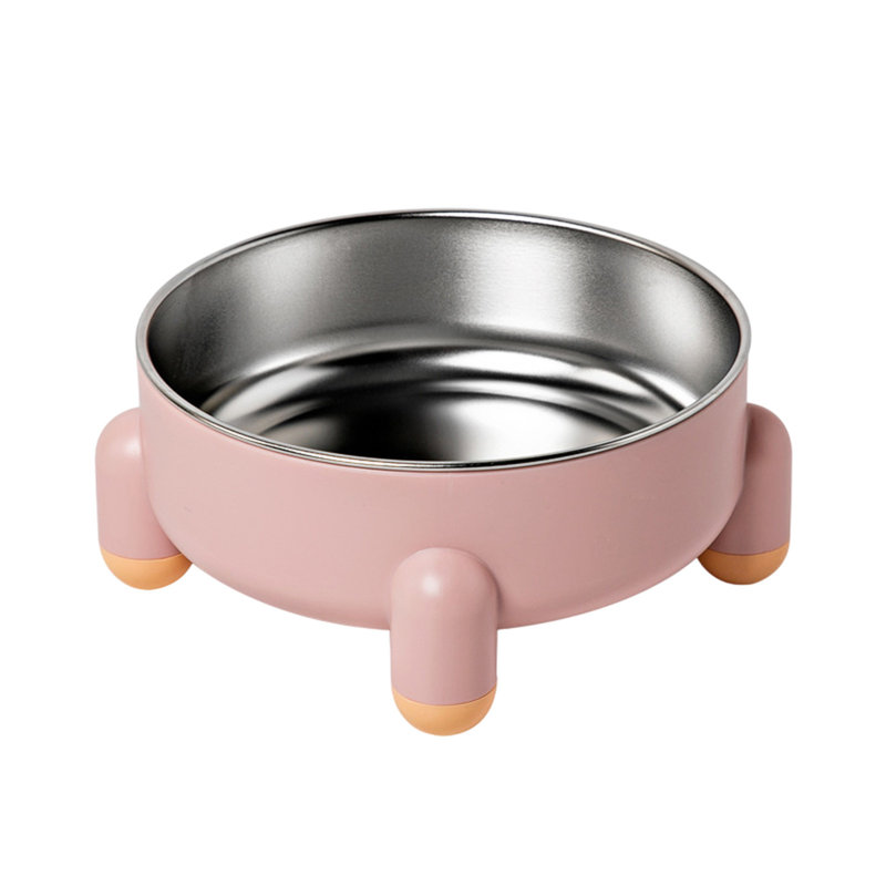 Bol pour chien en acier inoxydable à séparation double antidérapante 5,9 po, rose, Rose