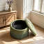 Pouf de rangement rond rembourré de 23,23 pouces avec franges