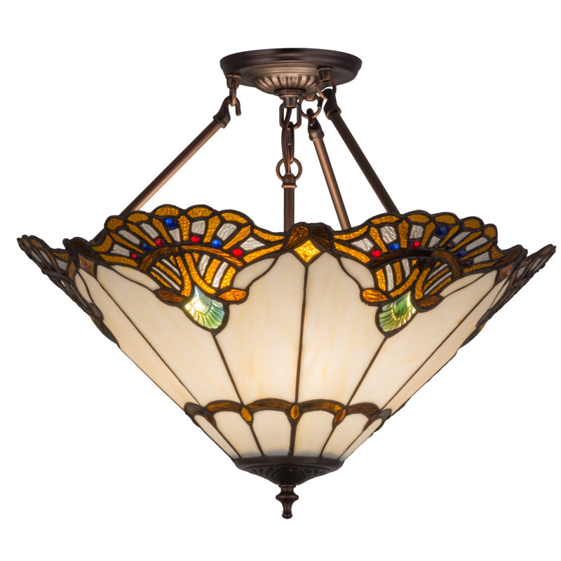 Tiffany Style 20" Bronze Glass Pendant Light