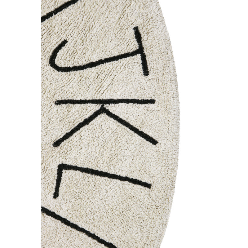 Washable Round Rug ABC Natural - Black