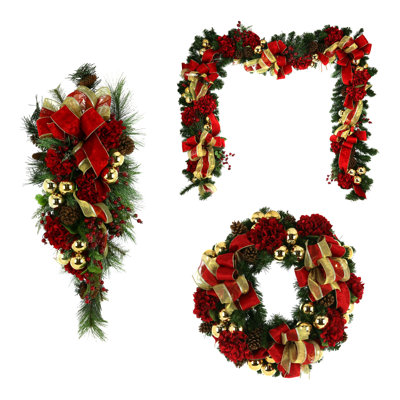 Tisa Handcrafted Faux Hydrangea Polysilk 26'' Wreath