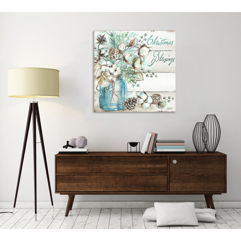 Cotton Boll In Mason Jar: Christmas Blessings - Wrapped Canvas Painting, 91 cm H x 91 cm W