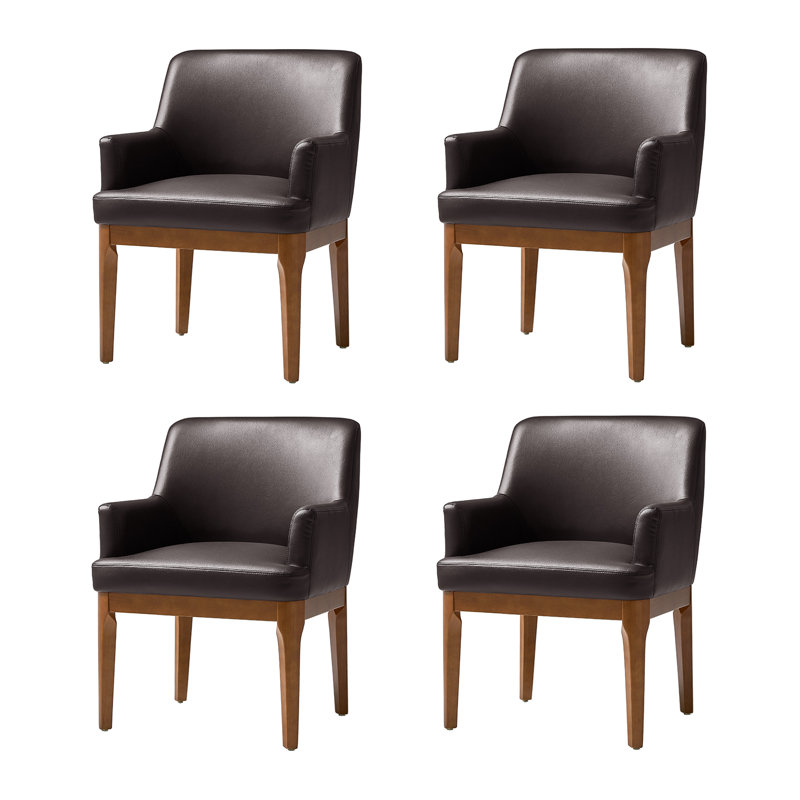 Ensemble de chaises de salle à manger de style moderne Mid-Century avec pieds en bois massif Glenys, 4, Brun