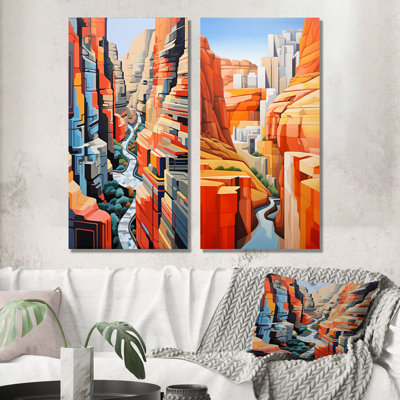 Canyon de Stijl inspiré Lansdcape - ensemble de 2 décorations murales en métal Canyon