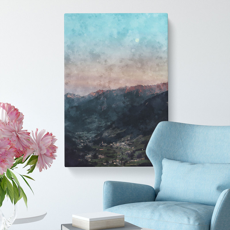 Moon Over Ahrntal In Italy - Wrapped Canvas Painting, 50cm H x 35cm W x 3cm D