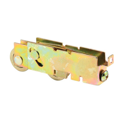 FHC D1847 Sliding Door Tandem Roller Assembly, Stamped Steel Housing, F-Tab Capture, 1-1/8" Roller Diameter, Dichromate Finish