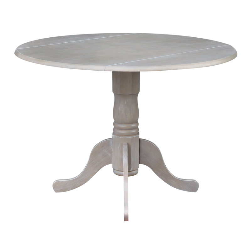 Philipston Extendable Round Solid Wood Dining Table, Washed Gray Taupe, Washed Gray Taupe