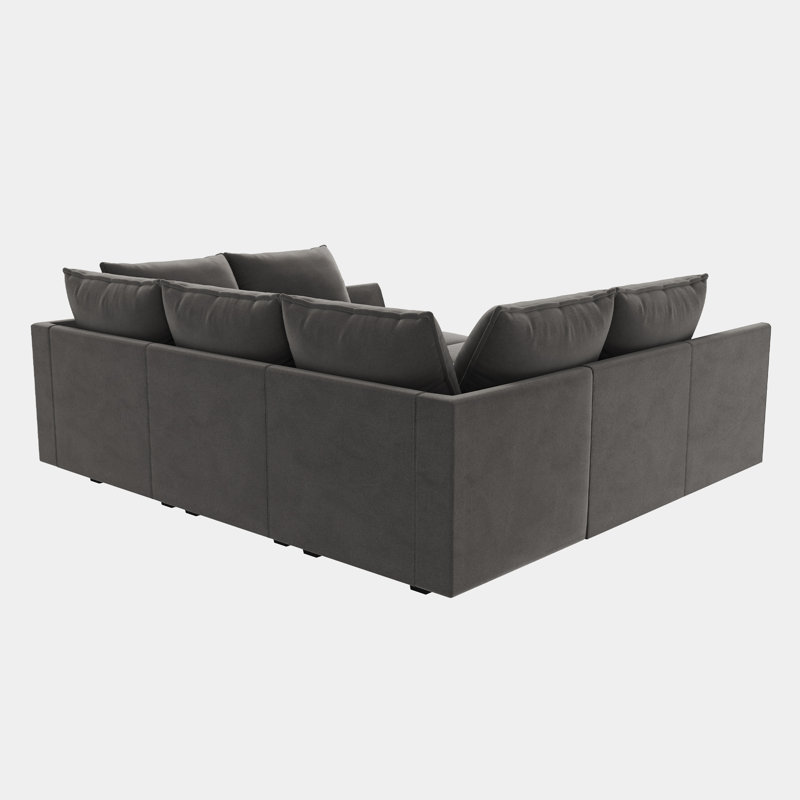 Kandle Velvet Upholstered Modular Sectional, Gray