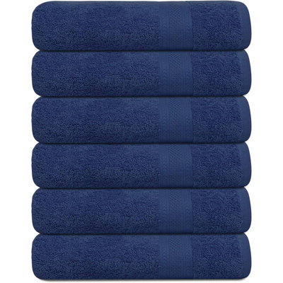 Ensemble de serviettes de bain, serviettes éponge en coton blanc pour la salle de bain, séchage rapide, léger, très absorbant, sensation douce, paquet de 6 de 24 x 50 pour la douche, la piscine, le spa, la salle de sport, essuie-mains à usage quotidi