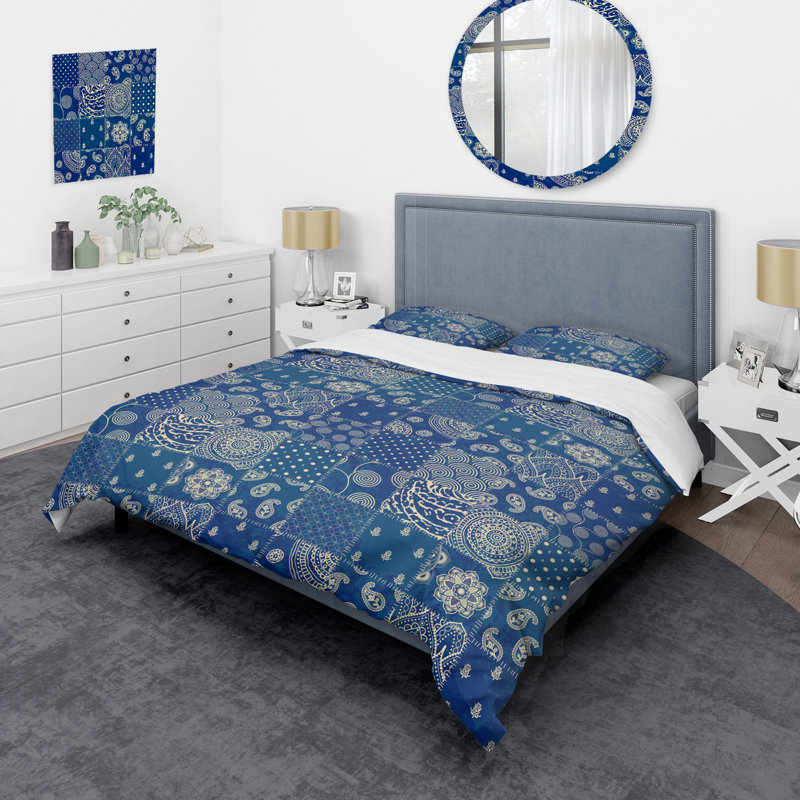 Blue Quilting Patchwork Blue Quilting Patchwork - Ensemble de housse de couette à motif