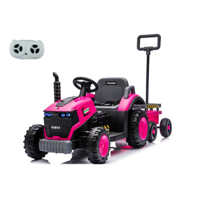 Kids Electric Ride On Tractor with Trailer 12V Powered Children's Farm Tractor Toy Car with LED Lights, Music PP Material for 3-6 Years Old（It is designed for single rider only.）No warranty provided.