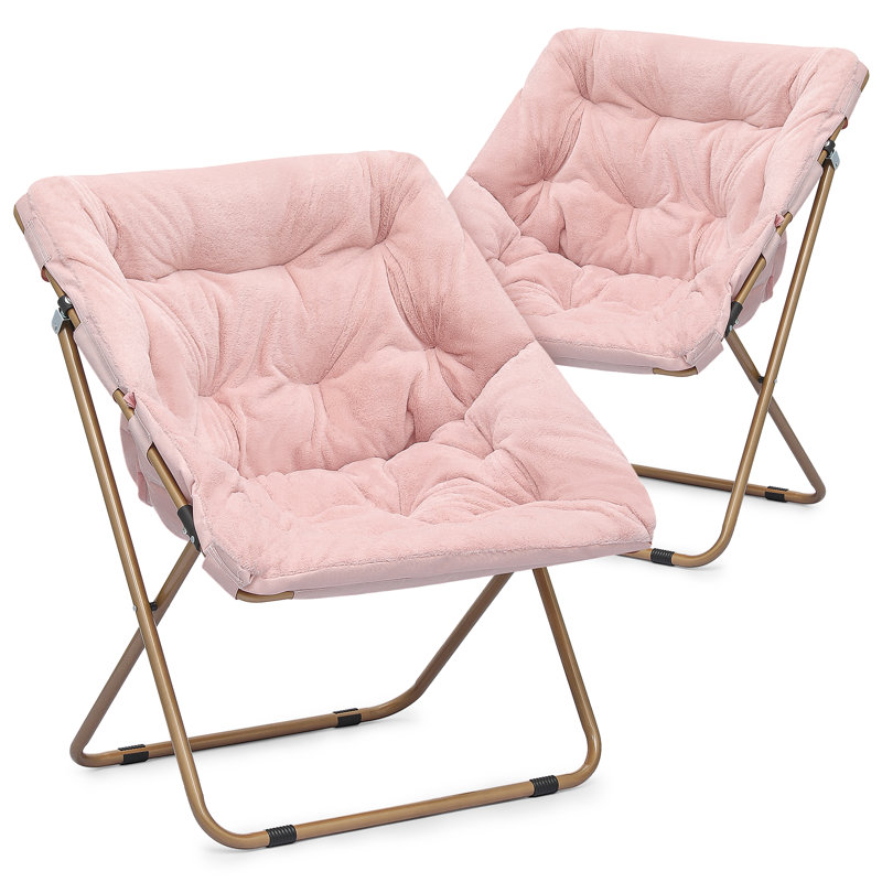 Chaise de salle à manger Ariadnna, Fausse fourrure rose, Non