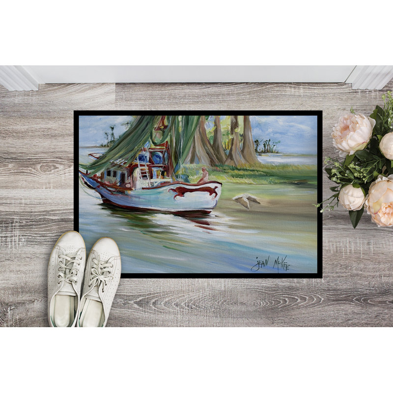 Tapis de porte d’intérieur anti-dérapant pour bateau gris jeannie, Rectangle 2 pi x 3 pi