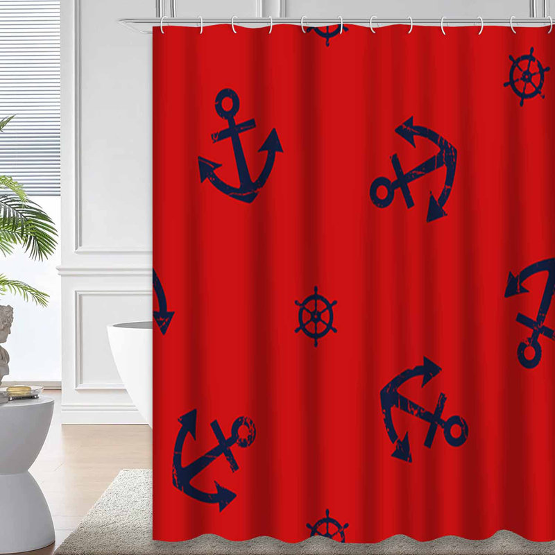 Rideau de douche marine avec 12 crochets, L 72 po x l 72 po