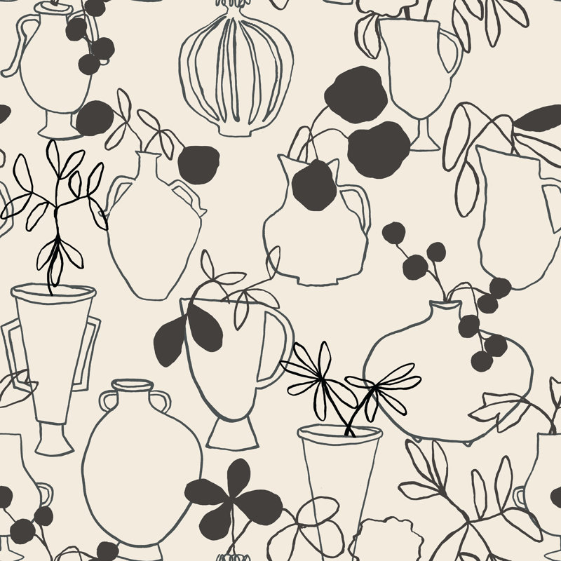 Susan Hable Wallpaper by Susan Hable, Black/Cream