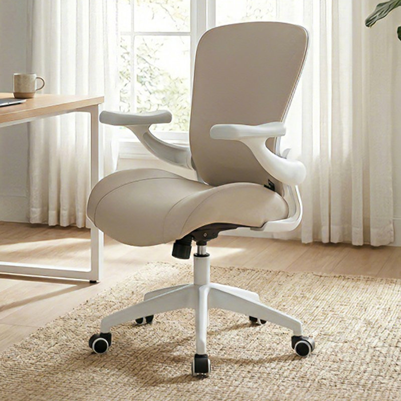 Chaise de bureau ergonomique en similicuir de qualité supérieure - chaise de bureau moderne à haut dossier avec accoudoirs rabattables en 3D, soutien lombaire à profondeur réglable et siège en mousse moulée ultra-épaisse