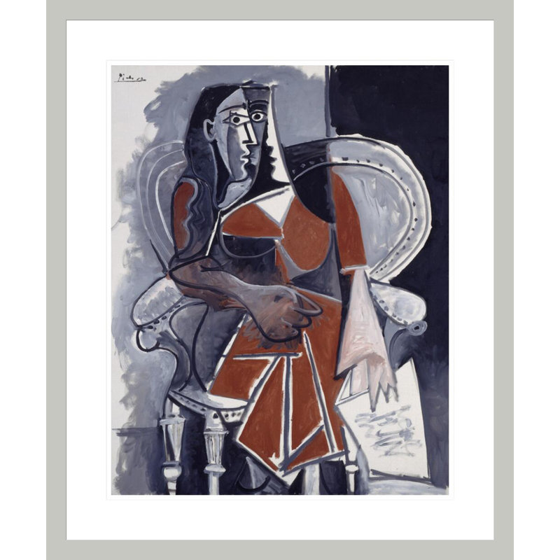 Femme assise par Pablo Picasso, impression giclée sur cadre, H 28,13 po x l 23,5 po