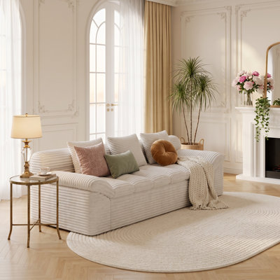 Gatton 71" Corduroy Loveseat Sofa, No Assembly Required Compressed Couch, Deep Seat 2-Seater Floor Sofa with Plush Foam, Low Profile Comfy Couch for Living Room, Bedroom
