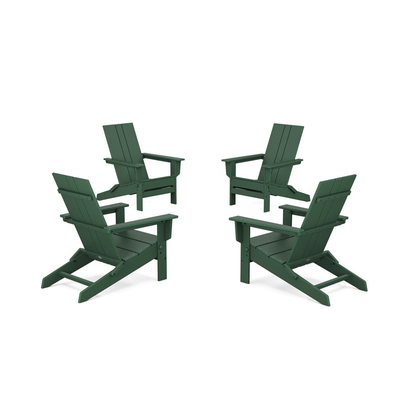 POLYWOOD x ALLModern Plastic Folding Adirondack Chair, Green