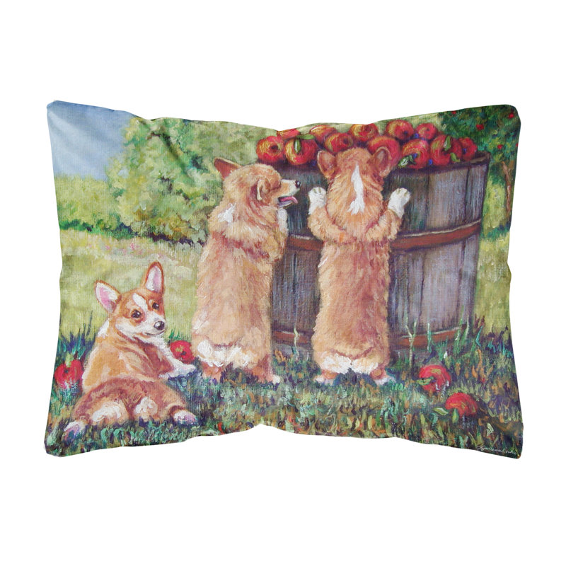  Coussin intérieur / extérieur en tissu Apple Helper Corgis