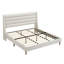 Lit plateforme très grand avec très grande tête de lit tapissier et tête de lit ondulée, tissu chenille de qualité supérieure, lit plateforme minimaliste moderne sans sommier, assemblage facile, ivoire