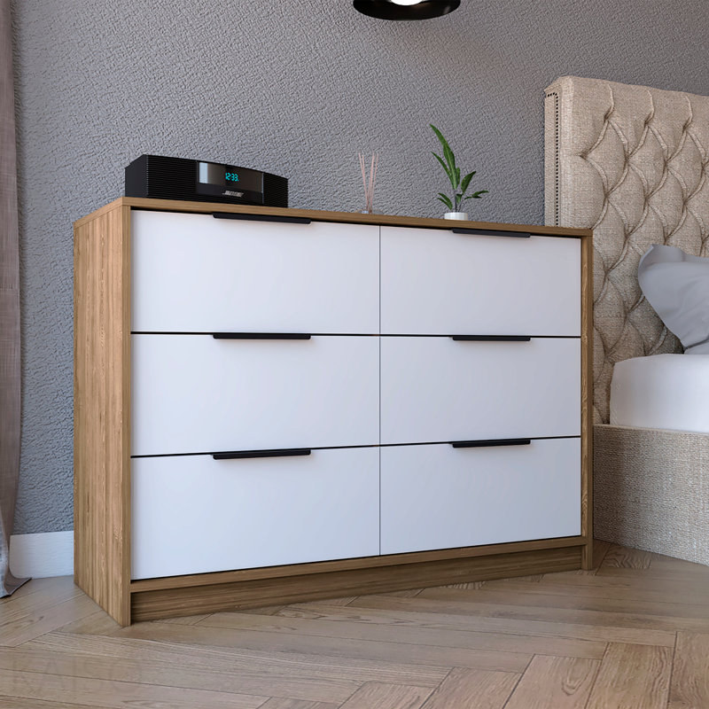 Commode 4 tiroirs, plateau supérieur - pin / blanc