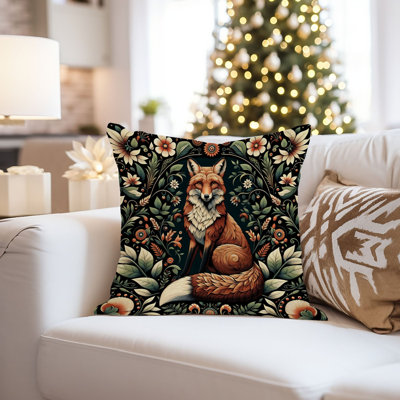 Animals William Morris Botanical Damask Style Fox III Cottage & Cottagecore