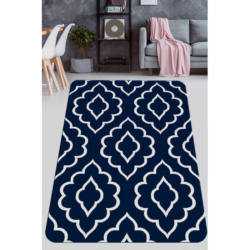 Tapis noir / blanc Dimas Stalla, Rectangle 4 pi 11 po x 7 pi 7 po