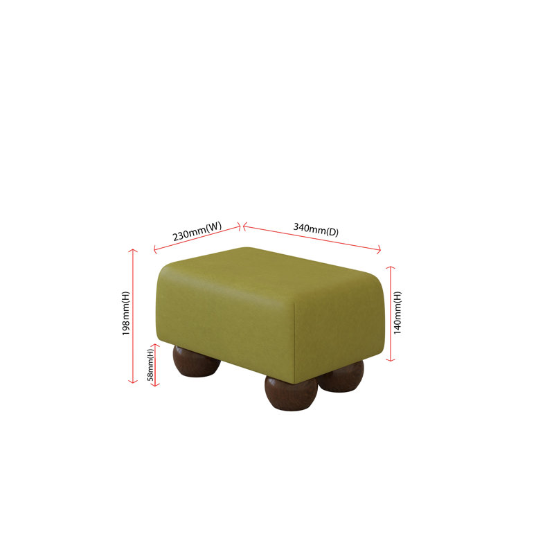 Beong Feather Faux Leather - Mahogany Wood Bun Feet, Lime Green, Dark Brown
