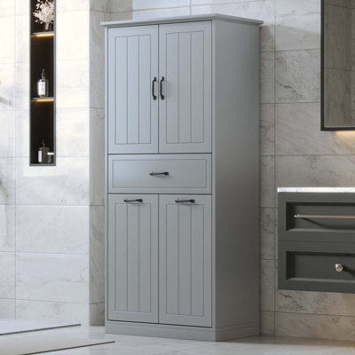 Bathroom Storage Cabinet With Two Laundry Baskets, Storage Cabinet With Doors And Drawer For Home