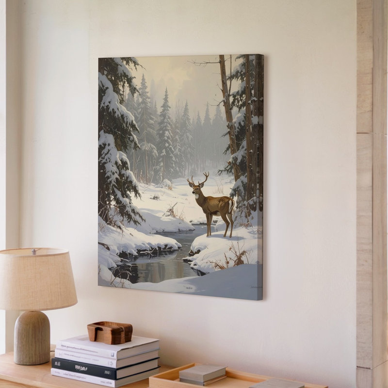 Art mural sur toile, cerf d'hiver par Frozen Stream, H 9 po x l 12 po