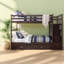 Rangement pour lit superposé simple avec lit superposé en bois massif et espresso