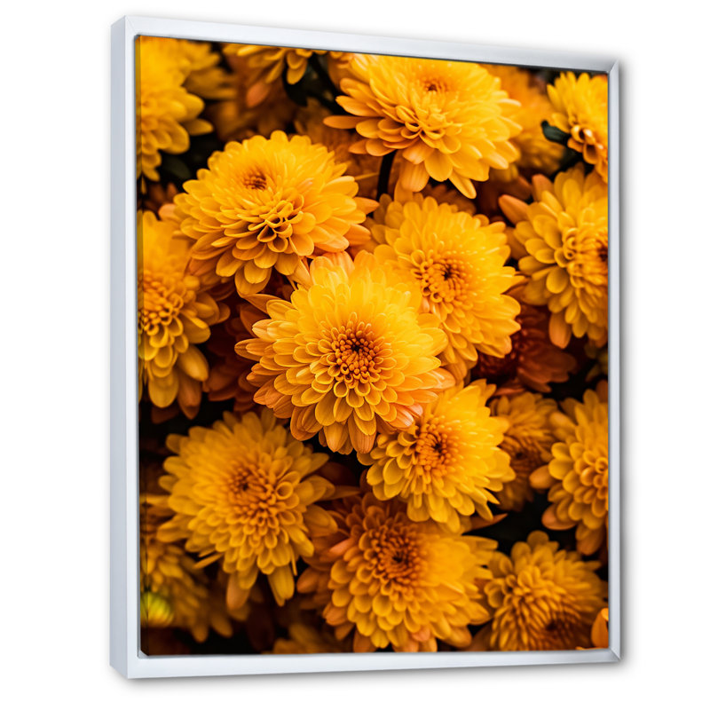 Décoration murale jaune champ de chrysanthèmes au lever du soleil II - Chrysanthèmes, H 32 po x l 16 po x P 1 po