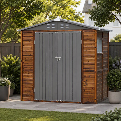 Remise à outils combinée fer-bois 4 x 6 pi - Durable, imperméable et élégante pour le rangement extérieur
