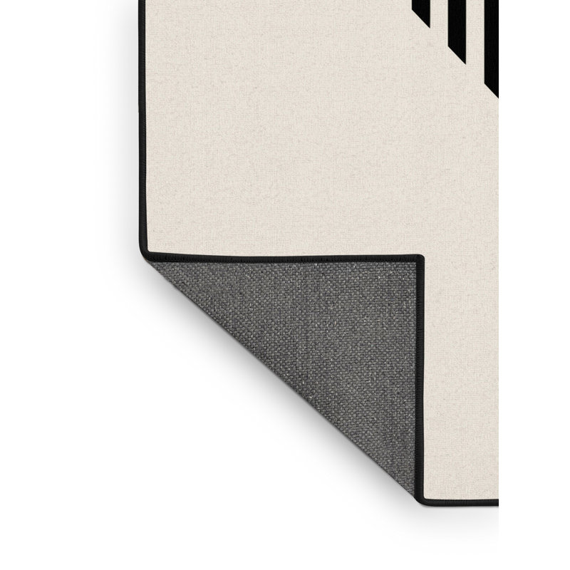 Soft Plush Burnham Kyoto Fushimi Inari Torii Minimalist Geometric Area Rug in Beige – Black Binding, 4x6
