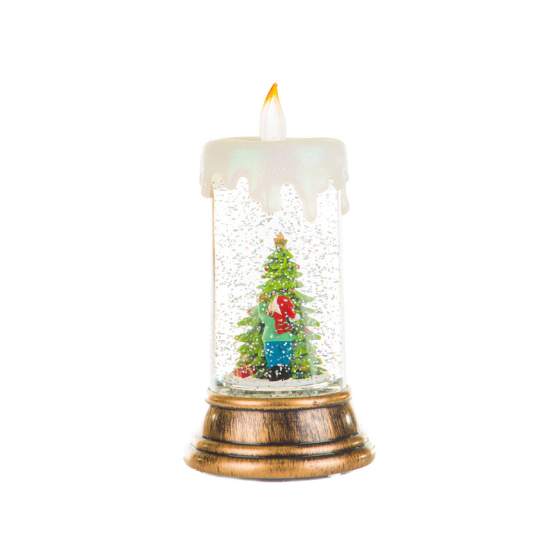 Lantern LED Candle Snow Globe